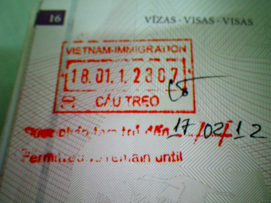 Sello de entrada en Vietnam