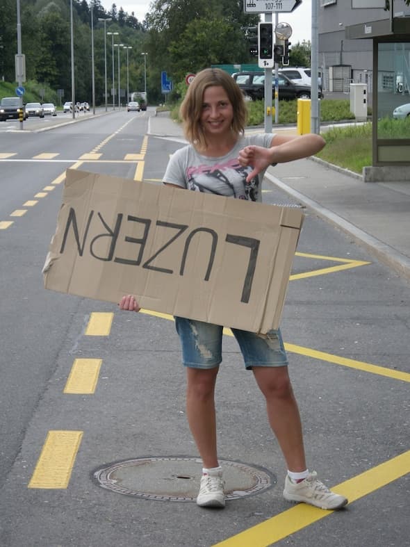 Haciendo autoestop para ir a Lucerna