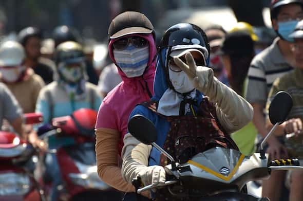 Paz en el infernal tráfico de motos de Saigon